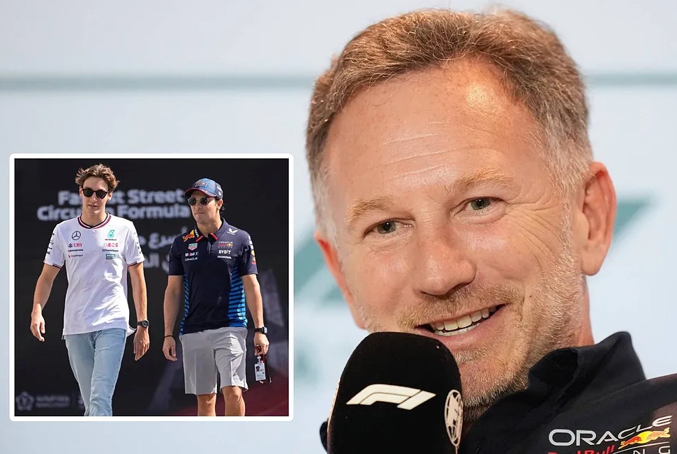 Horner saca a relucir sanción a Checo Pérez para presionar contra Russell