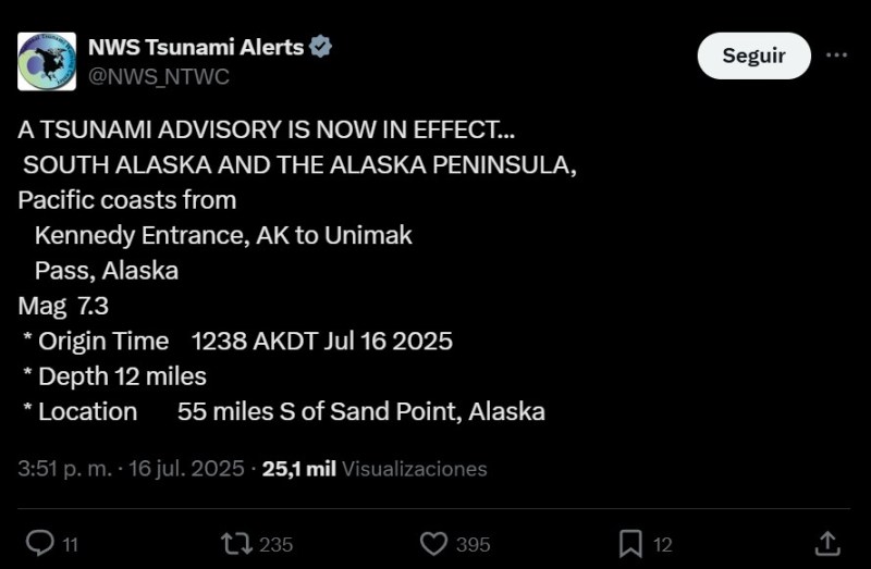Sismo magnitud 7.2 sacude la costa de Alaska y genera alerta de tsunami - alaska-tsunami
