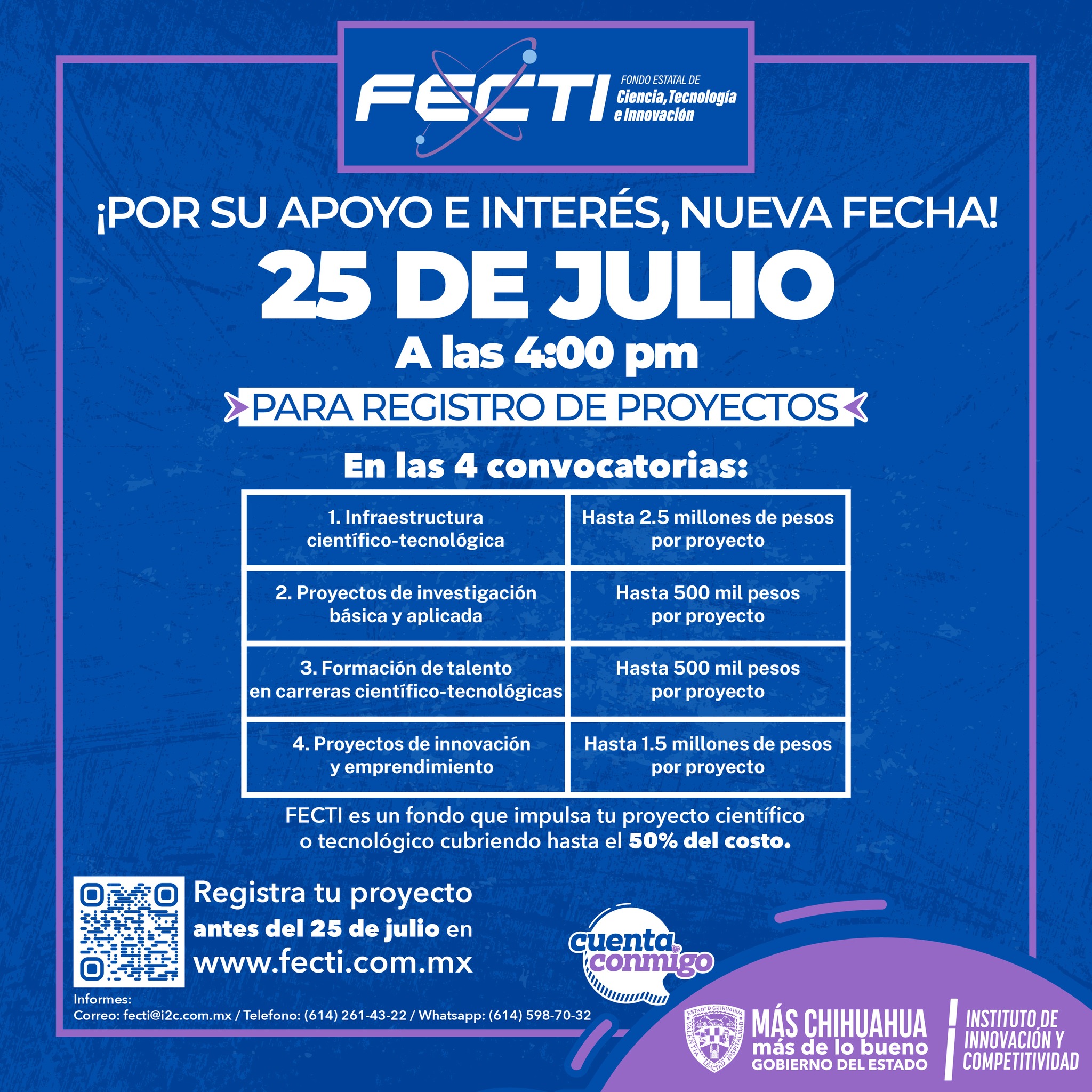 Gobierno del Estado extiende plazo de convocatorias del FECTI 2025