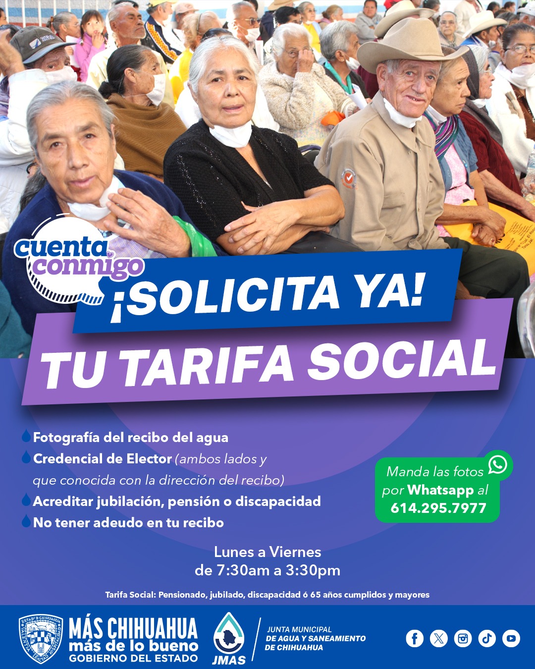 Actualiza JMAS Chihuahua número de WhatsApp para solicitar descuento por Tarifa Social
