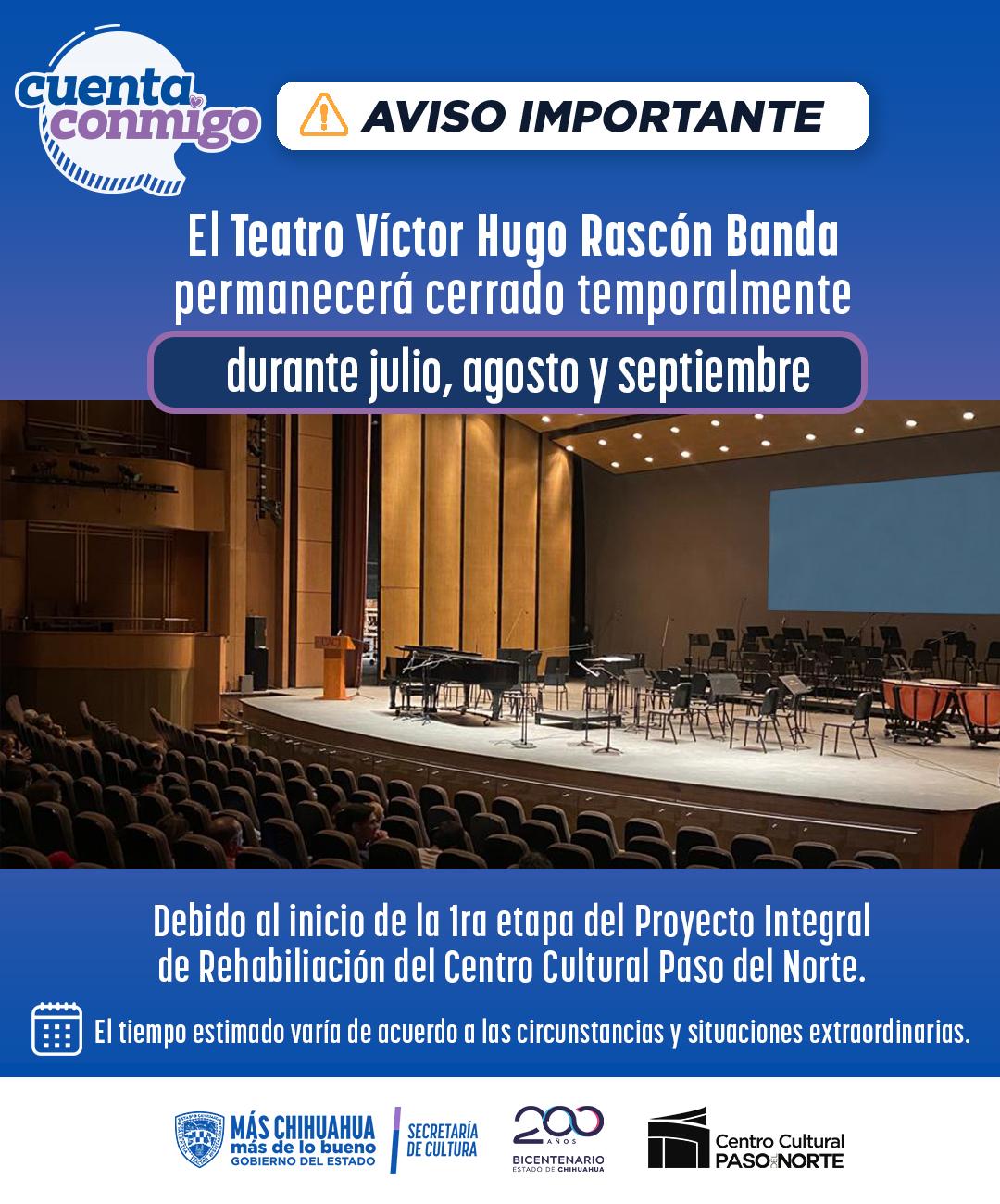 Comenzará primera etapa de rehabilitación en el Teatro “Víctor Hugo Rascón Banda” en Ciudad Juárez