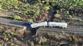 Foto ilustrativa de la nota titulada: Pipa de gas queda colgada tras colapso de carretera en Mulegé, Baja California Sur