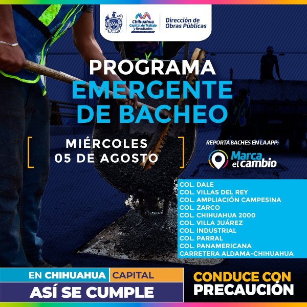 Diez zonas tendrán bacheo este miércoles