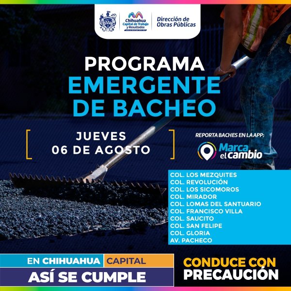 Atenderá Municipio diez zonas con bacheo este jueves