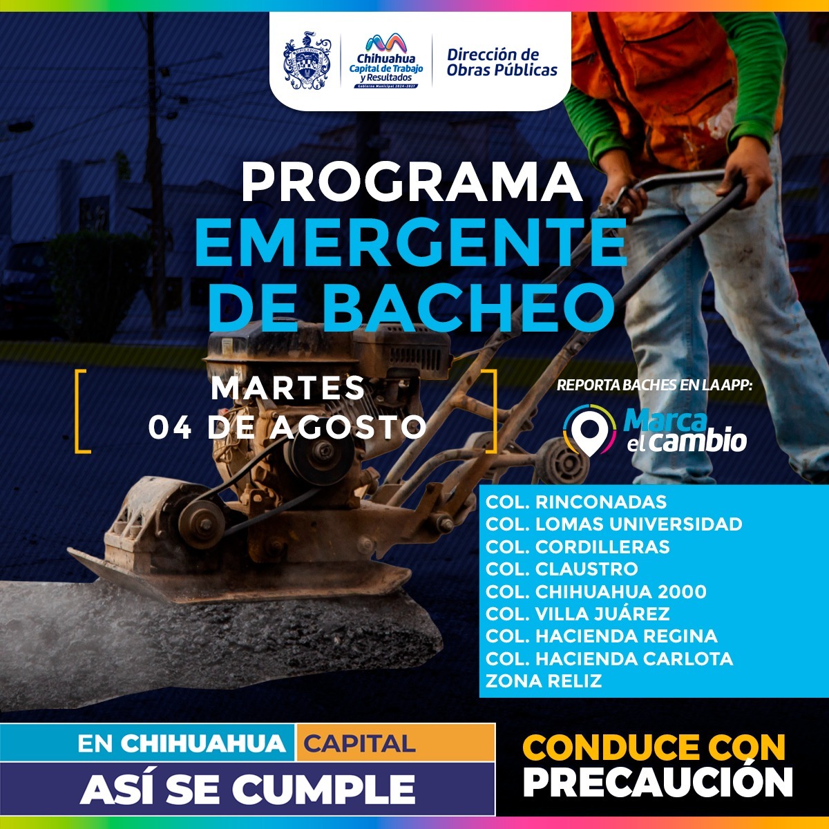 Atenderá Municipio 9 zonas con bacheo este martes
