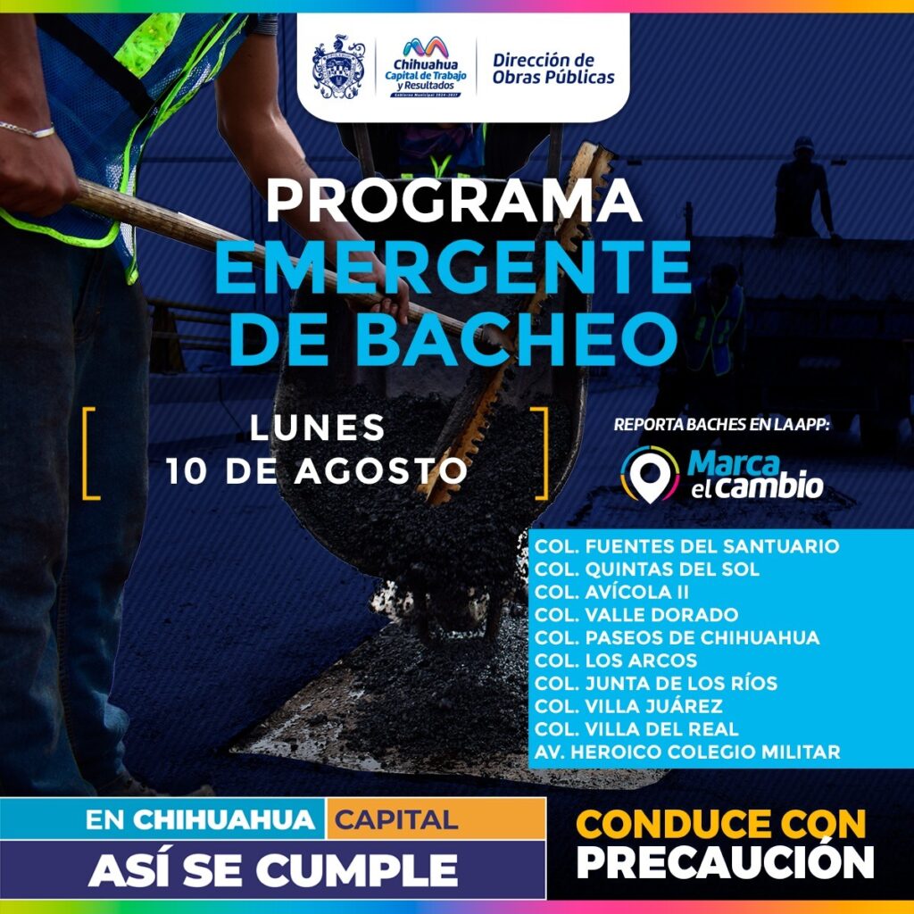 Diez zonas tendrán bacheo este lunes