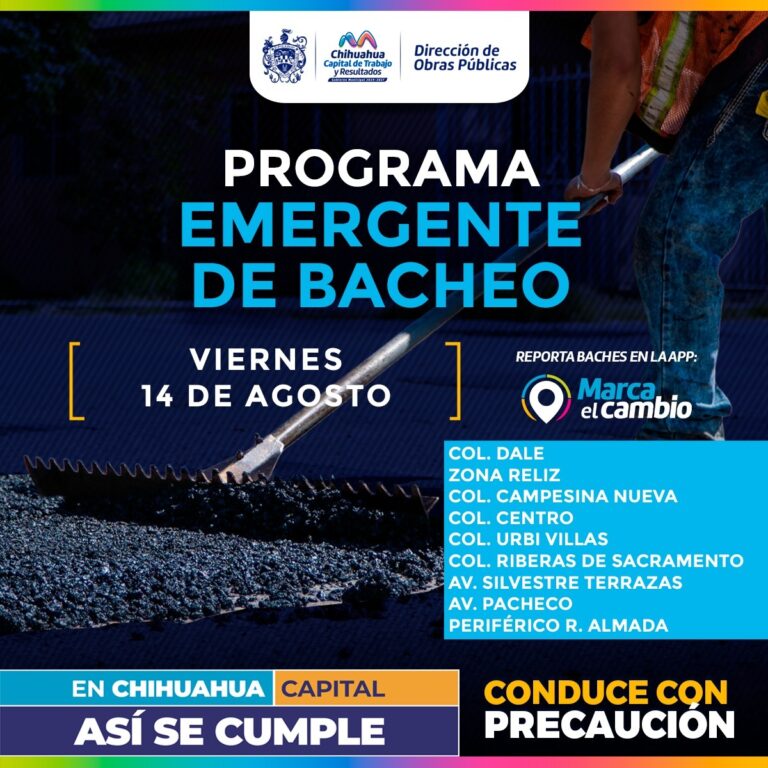 Nueve zonas tendrán bacheo este viernes