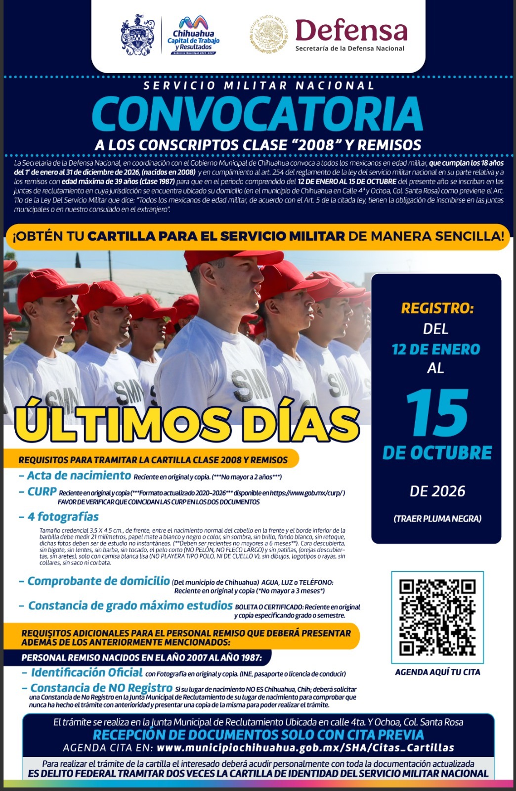Jóvenes de la Clase 2008 a tramitar Cartilla del SMN