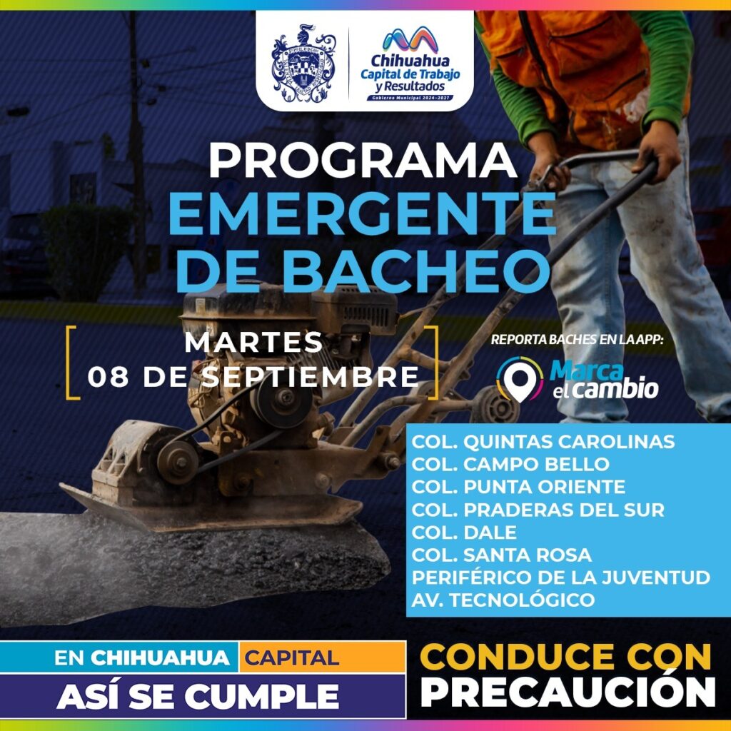 Atenderá Municipio ocho zonas con bacheo este martes