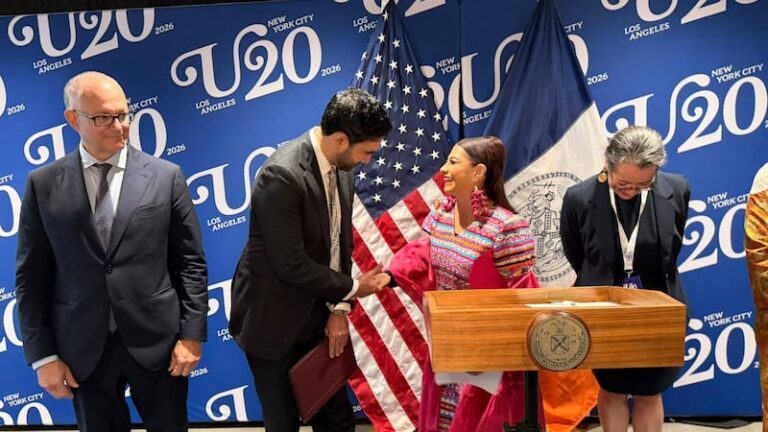 la jefa de Gobierno de la Ciudad de México, Clara Brugada Molina, y el alcalde de Nueva York, Zohran Mamdani