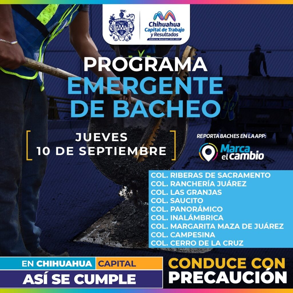 Nueve zonas tendrán bacheo este jueves