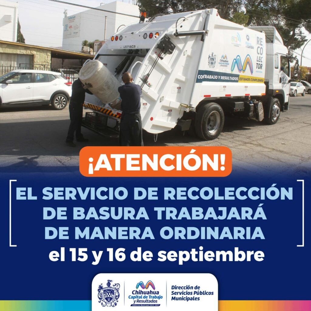Recolección de basura no se suspende el 15 y 16 de septiembre
