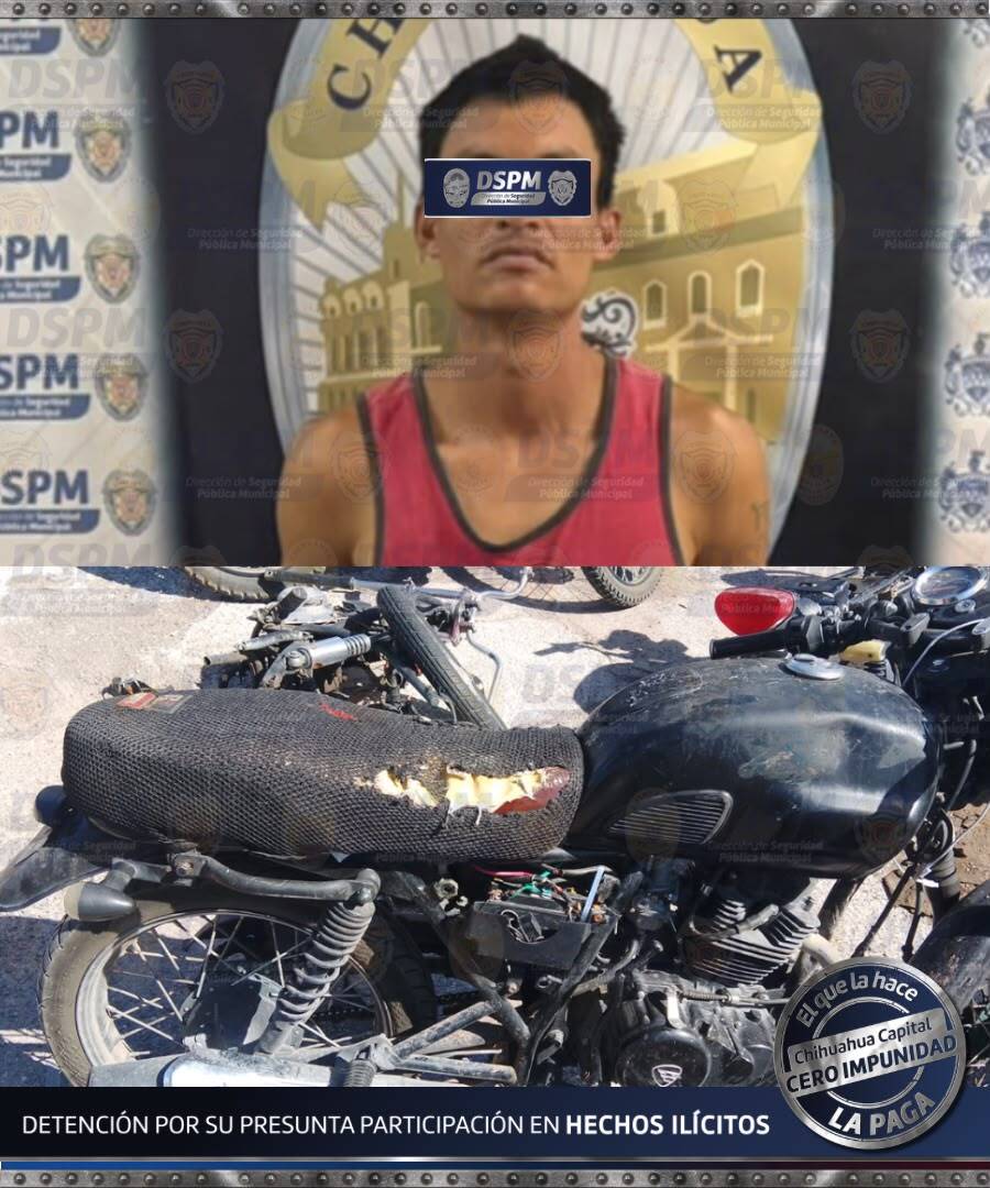 Cae hombre con aparente droga y aseguran moto