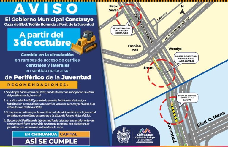 Así será la modificación vial en carriles del perijuv por Gaza