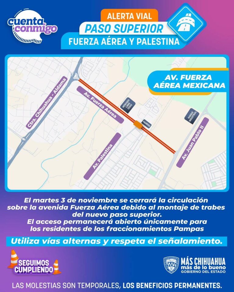 Anuncian cierre de circulación en la Fuerza Aérea por obra